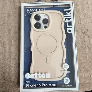 Artikl Cotton Wavy Phone Case for iPhone 16 Pro Max MagSafe Beige New
